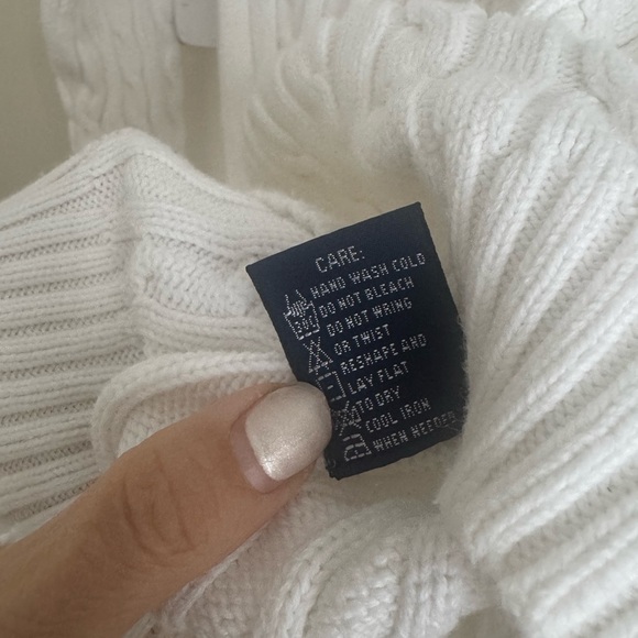 Ralph Lauren Signature Crew Neck Cotton Cable Knit Sweater White XS - Picture 7 of 13